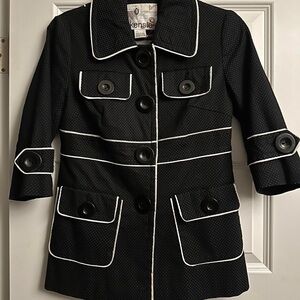 Kensie Black Trench Coat with White Accents